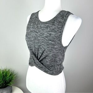 Yogalicious grey sleeveless tie front crop top womens small